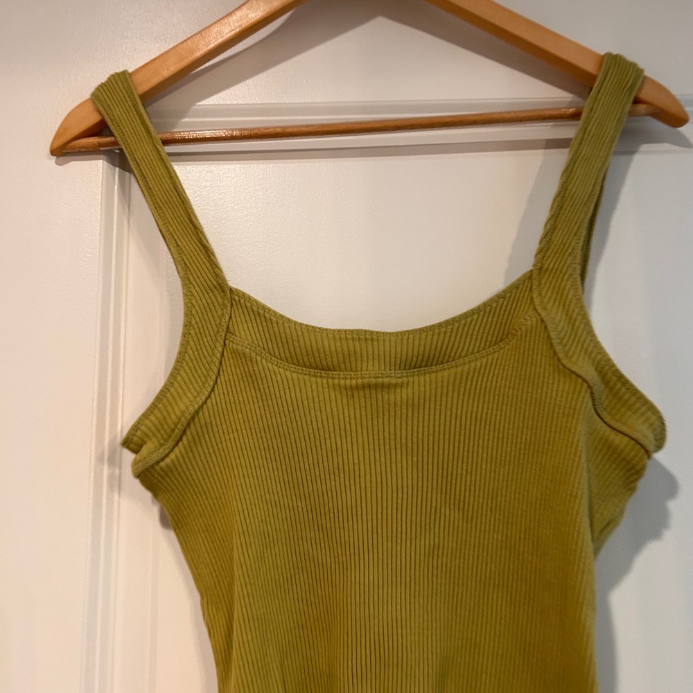 Free People Chartreuse Ribbed Button Tank - Picture 7 of 12